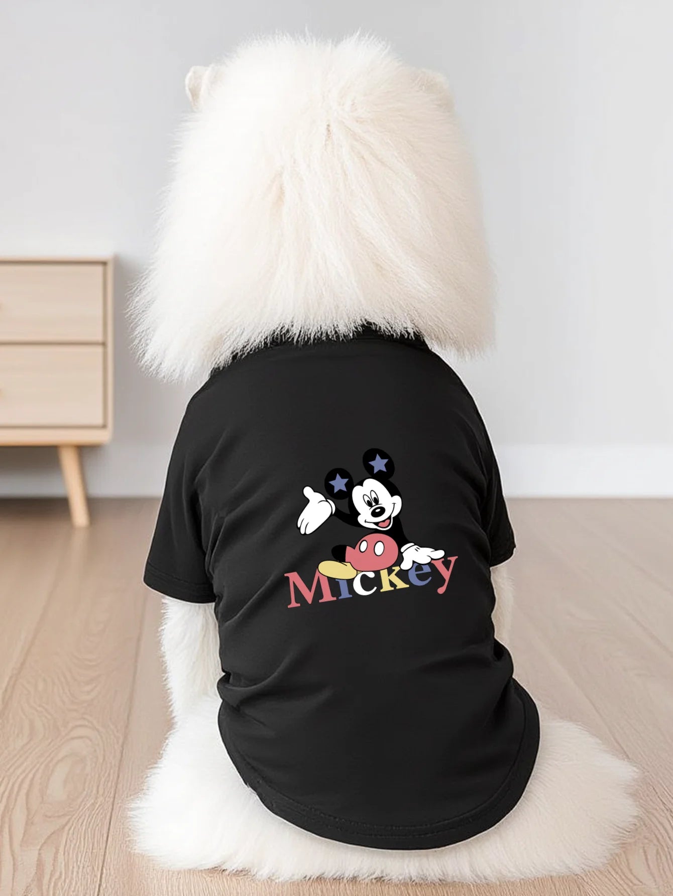1pc  Mickey print pet short sleeved shirt, soft cat and dog pet short sleeved T-shirt