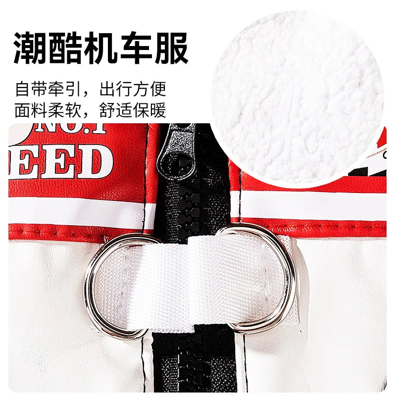 Autumn Winter Pet Jacket Motorcycle Leather Jacket Small and Medium-sized Dog Teddy Bear Warm Coat Pet Cat Clothes Puppy Clothes