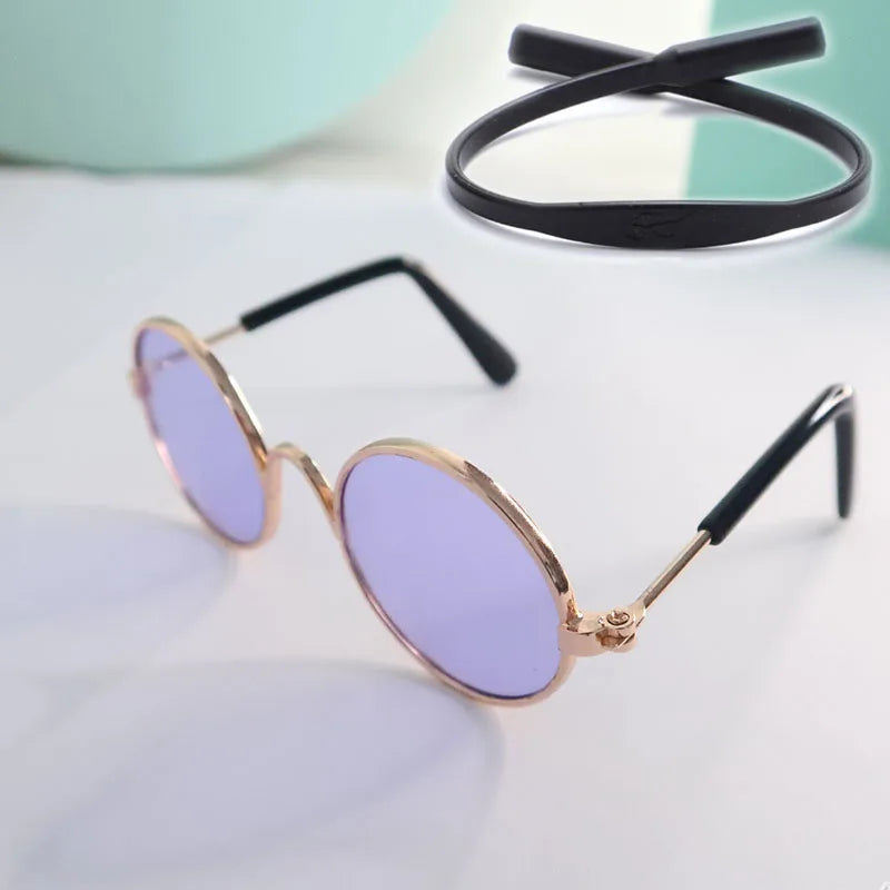 Puppy Dog Sunglasses Anti-skid Round Metal Cat Classic Retro Sunglasses Hippie Cute and Funny Pet Glasses Cosplay Party Costume