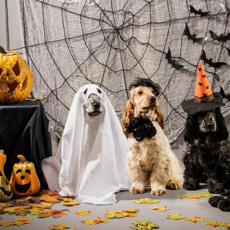 Halloween Ghost Dog Costume Ghost Pet Cloak Spooky Cosplay Costume Soft Breathable Pet Clothes Ghost Pet Decorative Supplies