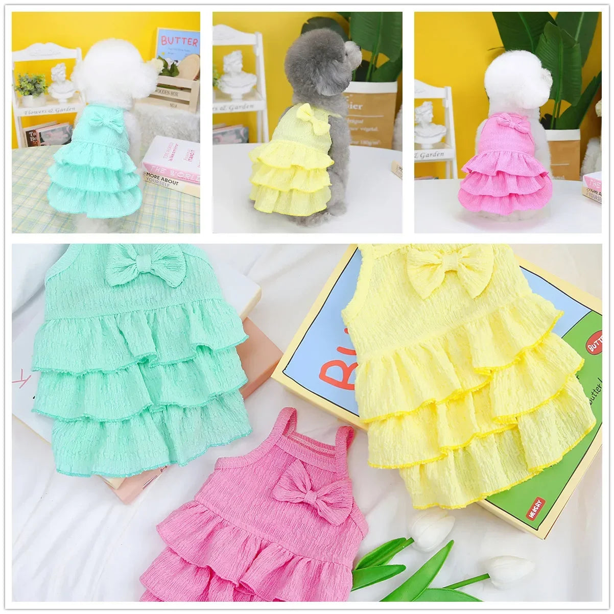 Spring Pet Clothes Dog Princess Dresses Puppy Dress Pet Skirt Puppy Dog Princess Dresses for Small Medium Cat Costume Pug