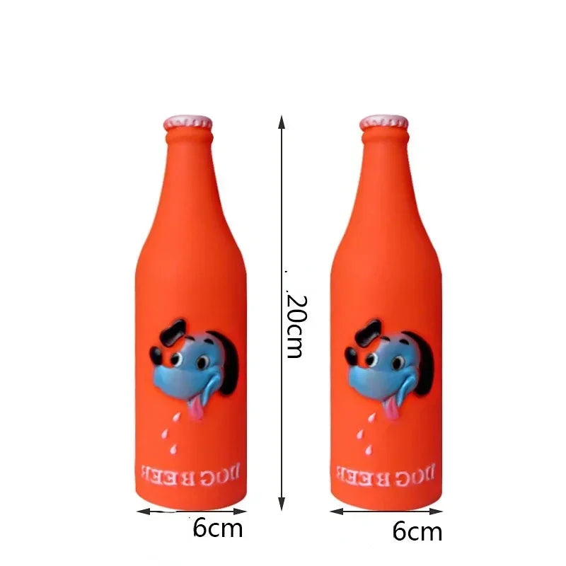 New Dog Toys Silicone Beer Bottle Brother Dog Pattern Puppy Pet Play Chew Squeaky Toys for Dogs Cats Pets Supplies