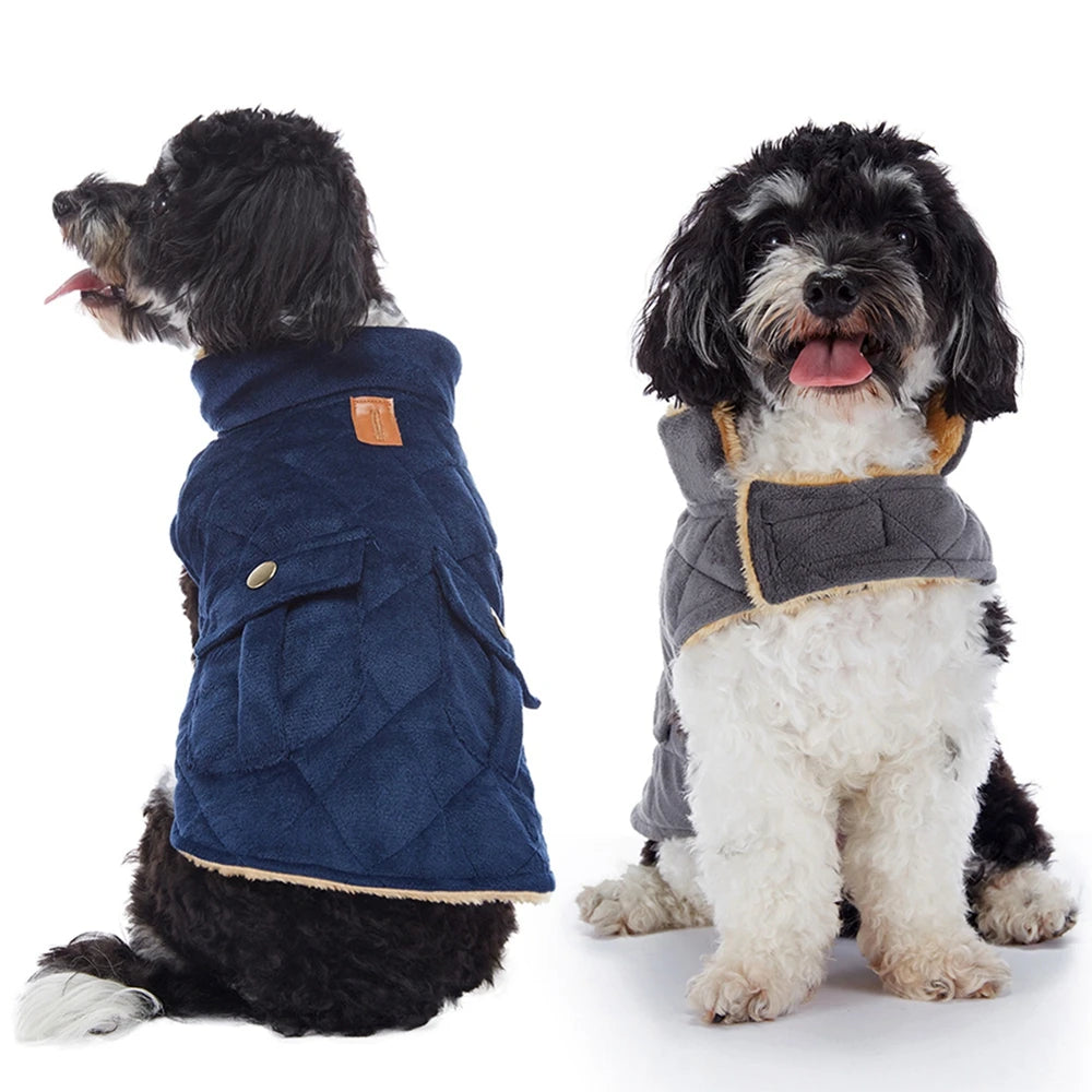 Autumn Winter Pet Coat With Pocket Puppy Vest Jacket Thicken Warm Dog Cold Weather Outfit for Chihuahua Yorkie Small Medium Dogs