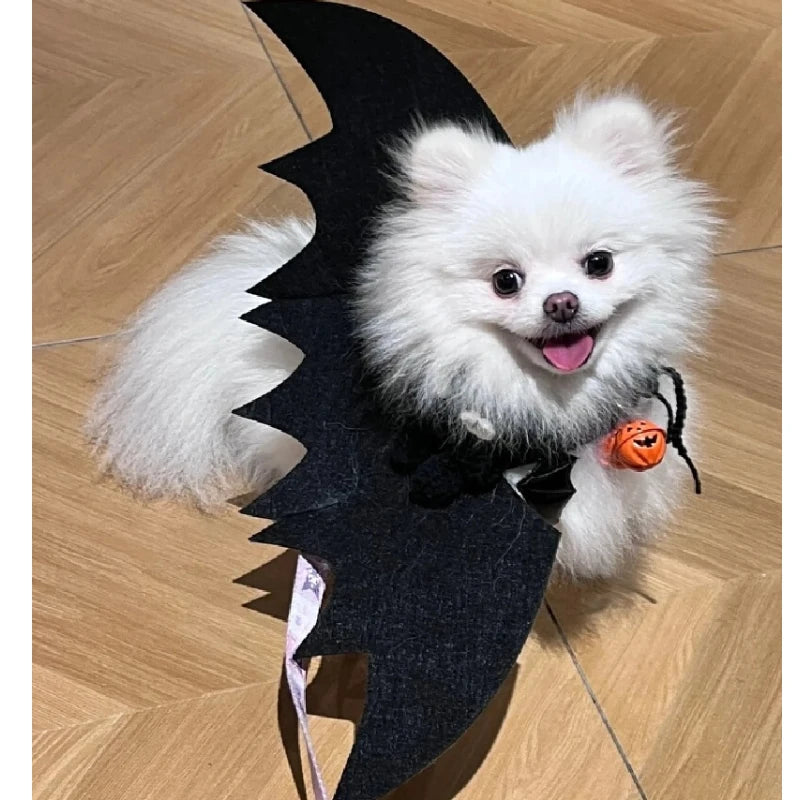 Halloween Pet Costume Bat Wings With Bell, Cute Dog Cat Bat Costume Outfit For Halloween Party, Vampire Devil Puppy Kitten Cloth