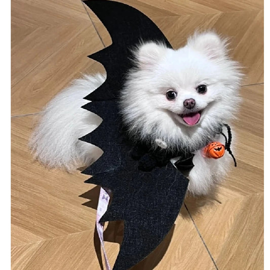 Halloween Pet Costume Bat Wings With Bell, Cute Dog Cat Bat Costume Outfit For Halloween Party, Vampire Devil Puppy Kitten Cloth