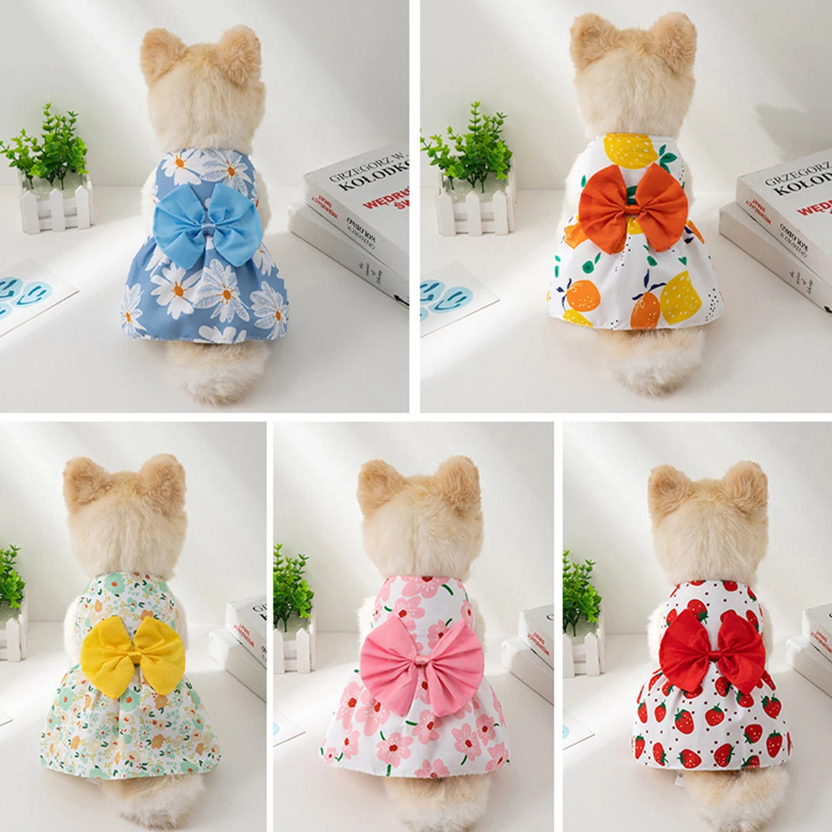 Small Dog Dress Summer Cooling Dog Clothes for Small Dog Clothing Cute Flower Cat Dress Bowknot Clothes for Pet Dress Cat Cloth