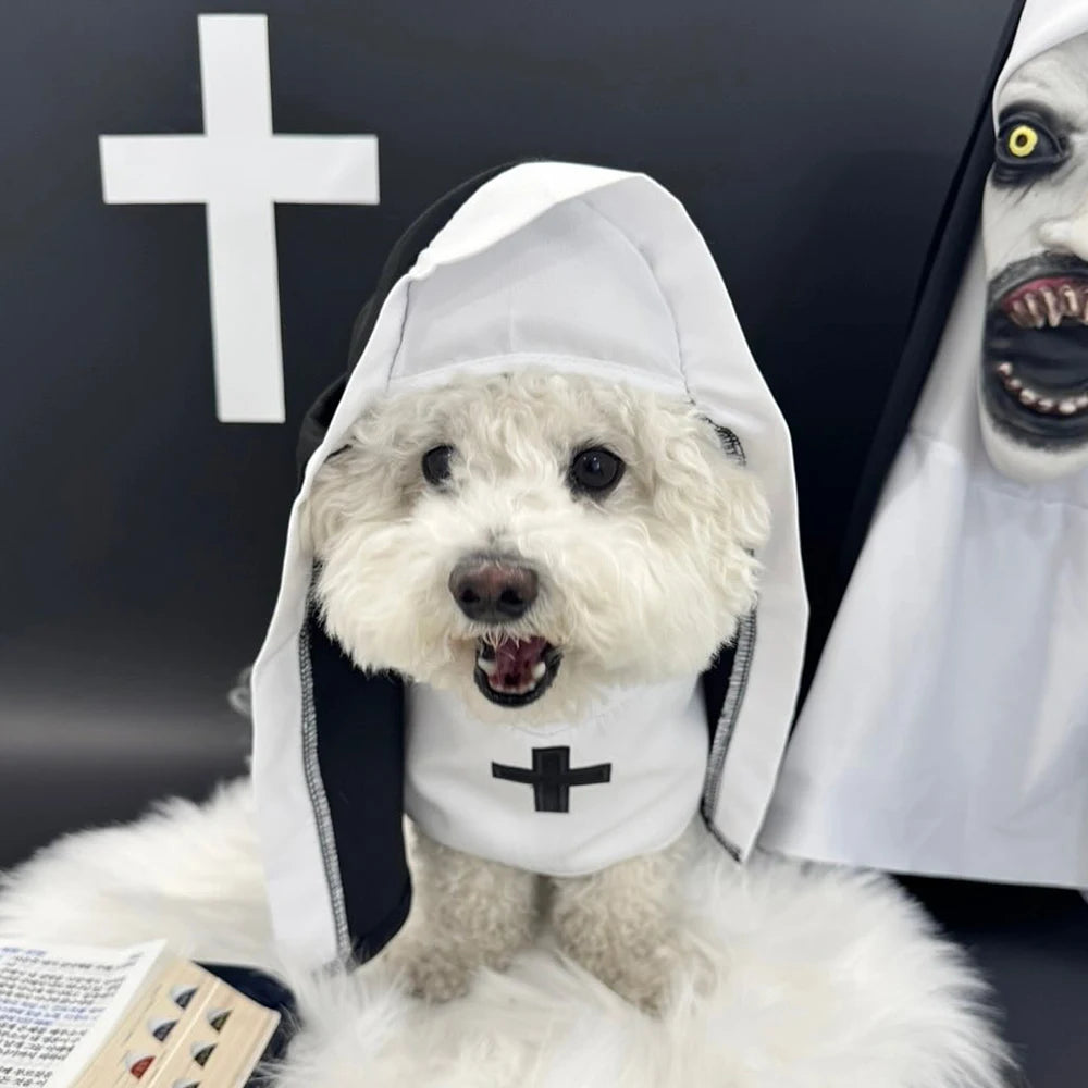 Halloween Dog Clothes for Small Medium Large Dogs Cat Funny Dress Up Cosplay Nun Costumes Jesus Cross Puppy Pug Pet Cute Outfits