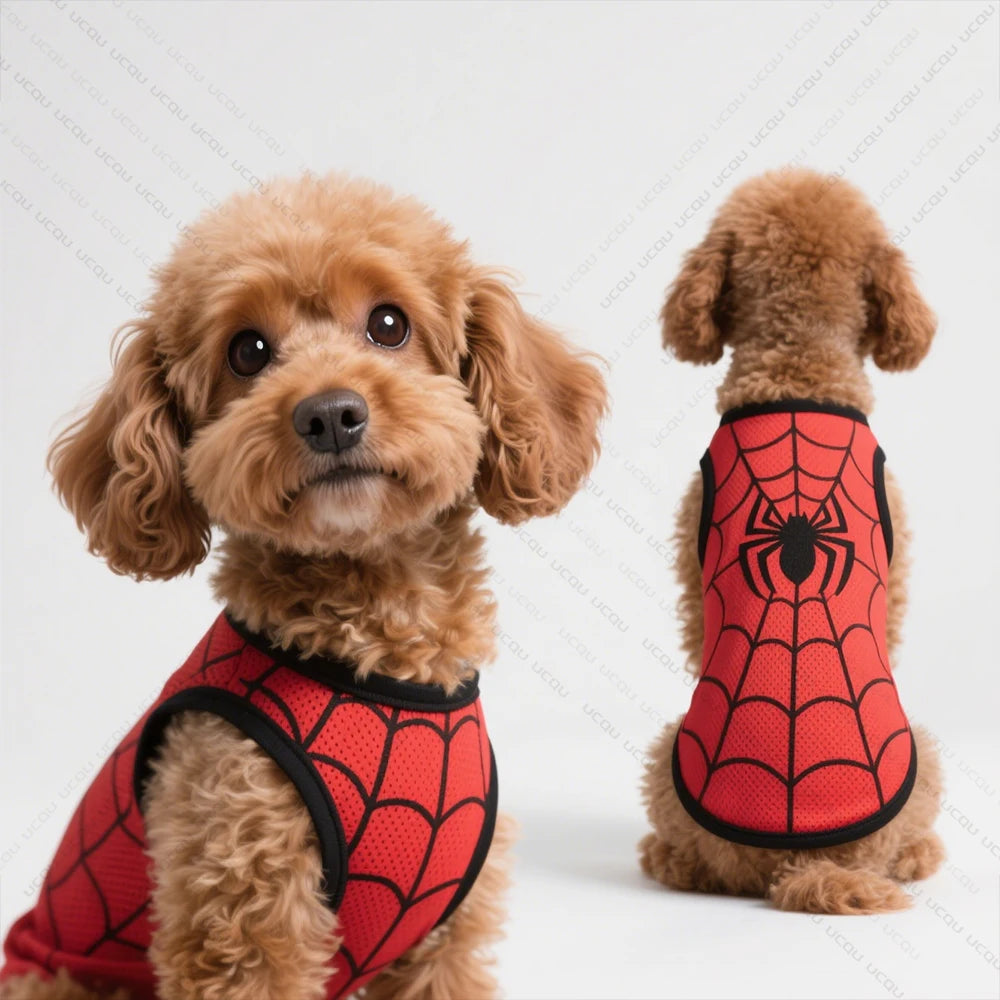 Pet Summer Clothing Dog Vest Spider-Man Design Fresh And Cute Exclusive For Cute Pets  Quick Drying And Breathable