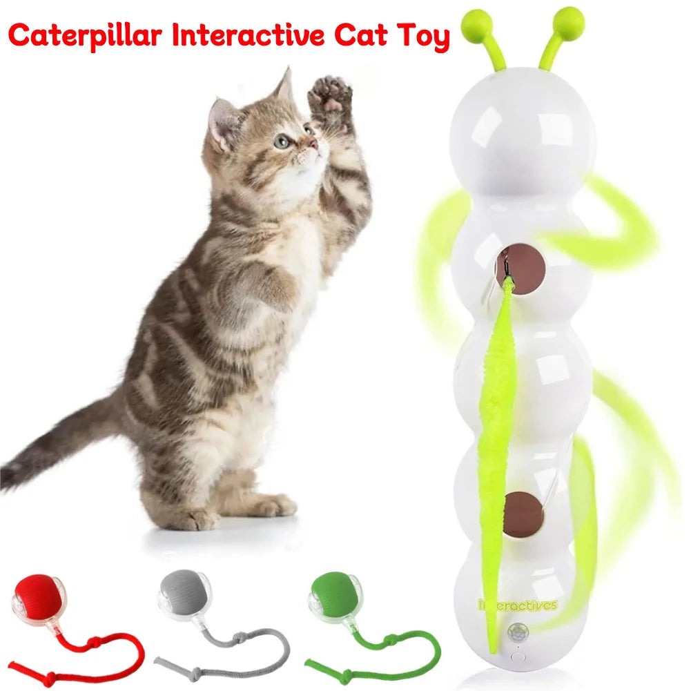 Electric Cat Toy Intelligent Sensing Automatic Cat Teasing Caterpillar Burrowing Mouse Hitting The Ground Cat Stick Cat Supplies