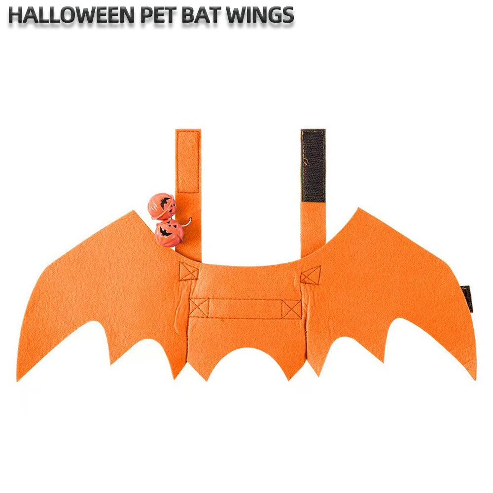 1Pcs Halloween Funny Pet Clothes with Bells Black Bat Wings Harness Costume Cosplay Cats Dogs Halloween Party Cute Pet Supplies