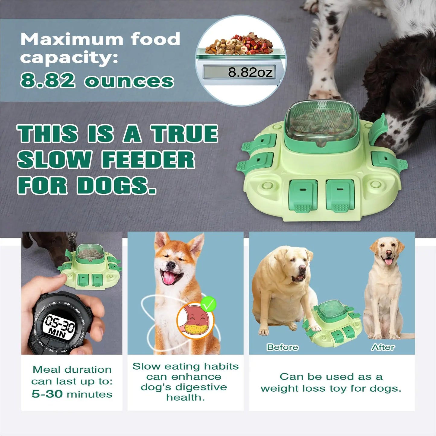 Dog Puzzle Toys for Small/Medium/Large Dogs Slow Feeder w/Button Level 2 in 1 Boredom Busters Keep Them Busy Enrichment To