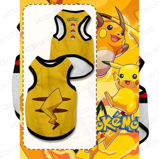 Pokemon Pet Vest for Dogs and Cats – Pikachu Tail, Charmander & Squirtle Print Summer Clothes for Small Medium Large Pets