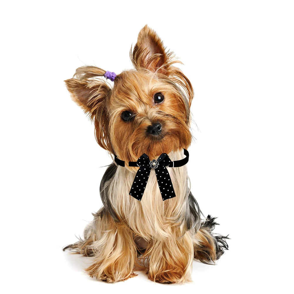 50/100 Pcs Delicate Dog Puppy BowTie Pet Dog Bowtie Polka Dot Style Neckties for Dogs Pets Grooming Accessories Pet Decoration