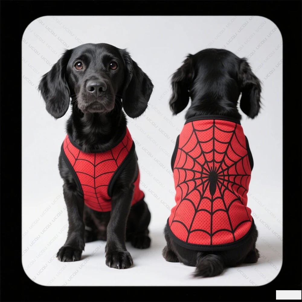 Pet Summer Clothing Dog Vest Spider-Man Design Fresh And Cute Exclusive For Cute Pets  Quick Drying And Breathable