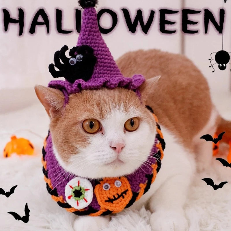 Halloween Cat Collar Dog Clothing Pet Scarf Collar Cat Halloween Party Costume Cute Cat Scarf Halloween Decoration