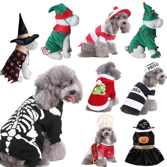 Striped Pet Sweater Outfit - Thick Warm Costume for Puppy Cat, Cozy Indoor & Winter Walking Gear