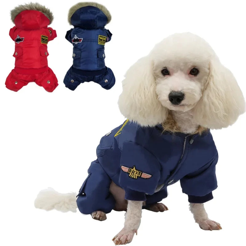 Uniform Autumn Winter Warm Pet Dog Jacket Waterproof Thicken Hooded Dog Padded Coat For Small Medium Dogs Puppy Jumpsuit Coats