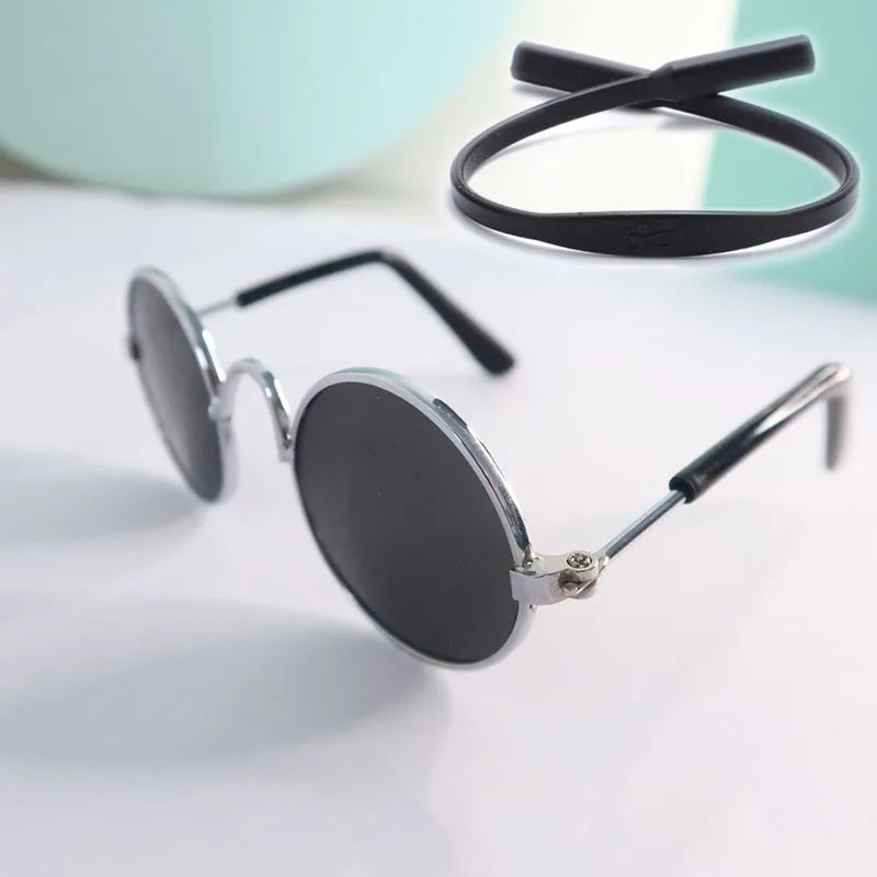 Puppy Dog Sunglasses Anti-skid Round Metal Cat Classic Retro Sunglasses Hippie Cute and Funny Pet Glasses Cosplay Party Costume