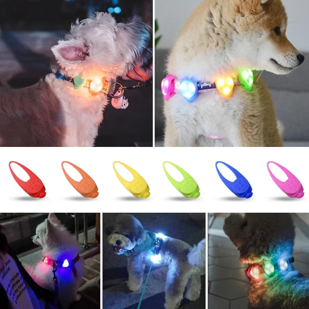 Pet Led Silicone Rubber Pendant Safety Flashing Glow Light Blinking Led Collar Luminous Pendant For Pet Dog Puppy Necklace