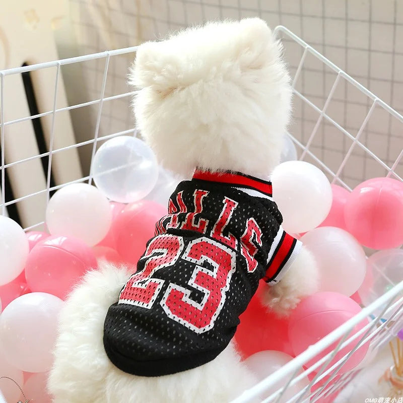 1PC pet clothing dog cat summer thin basketball team uniform black pullover suitable for small and medium-sized dogs