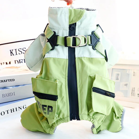Dog Winter Clothes Autumn Winter Thickened 3-in-1 Waterproof Dog Cotton Coat - Four-legged Warm Pet Jacket For Small D