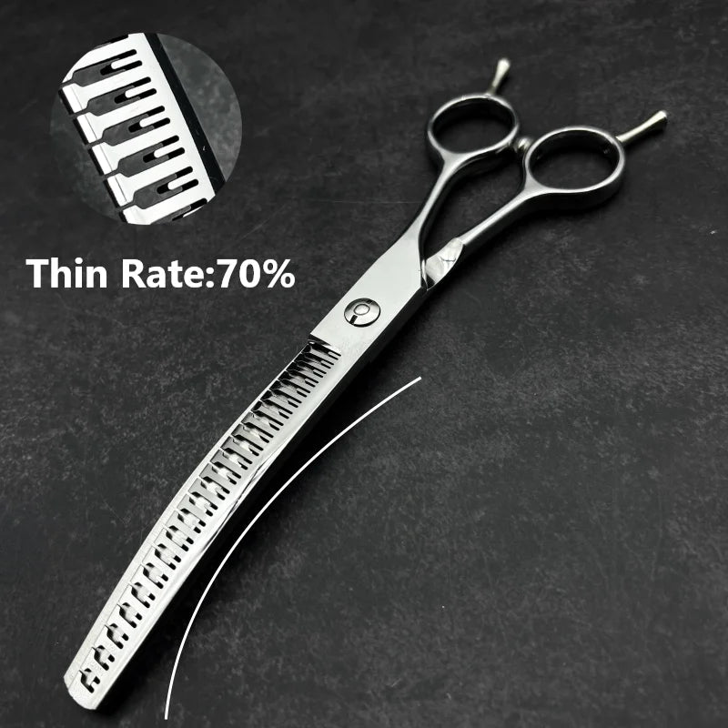 Professional 7 inch dog Grooming Scissors Curved scissors chunking Scissors For pets