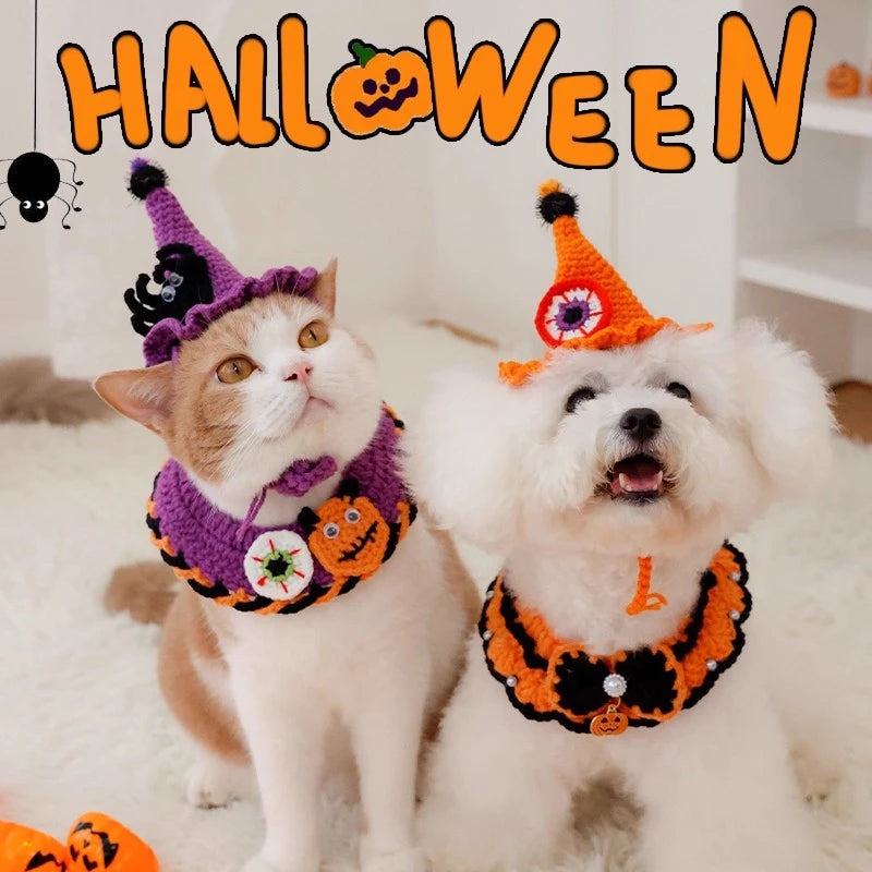 Halloween Cat Collar Dog Clothing Pet Scarf Collar Cat Halloween Party Costume Cute Cat Scarf Halloween Decoration