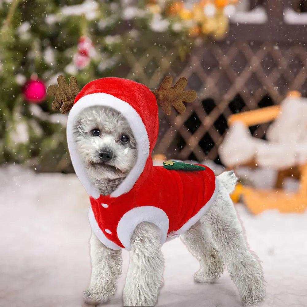 Dog Christmas Costumes Elk Pet Dog Cold Weather Coats Winter Warm Dog Christmas Clothes for Small Dogs Cats
