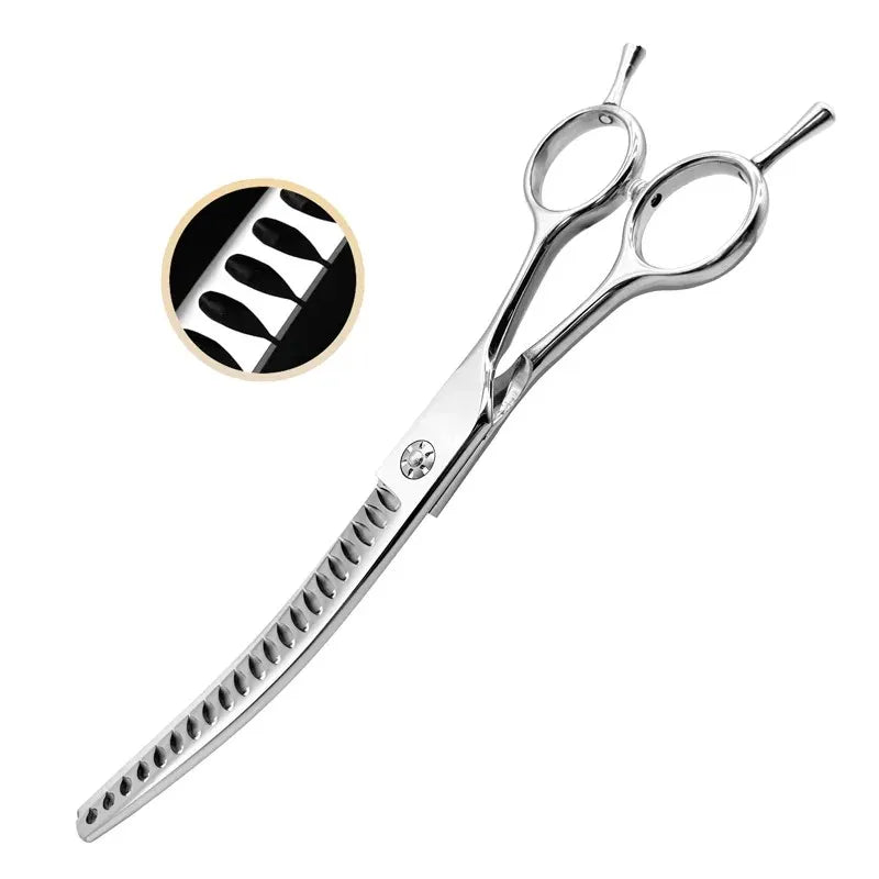 Professional 7 inch dog Grooming Scissors Curved scissors chunking Scissors For pets
