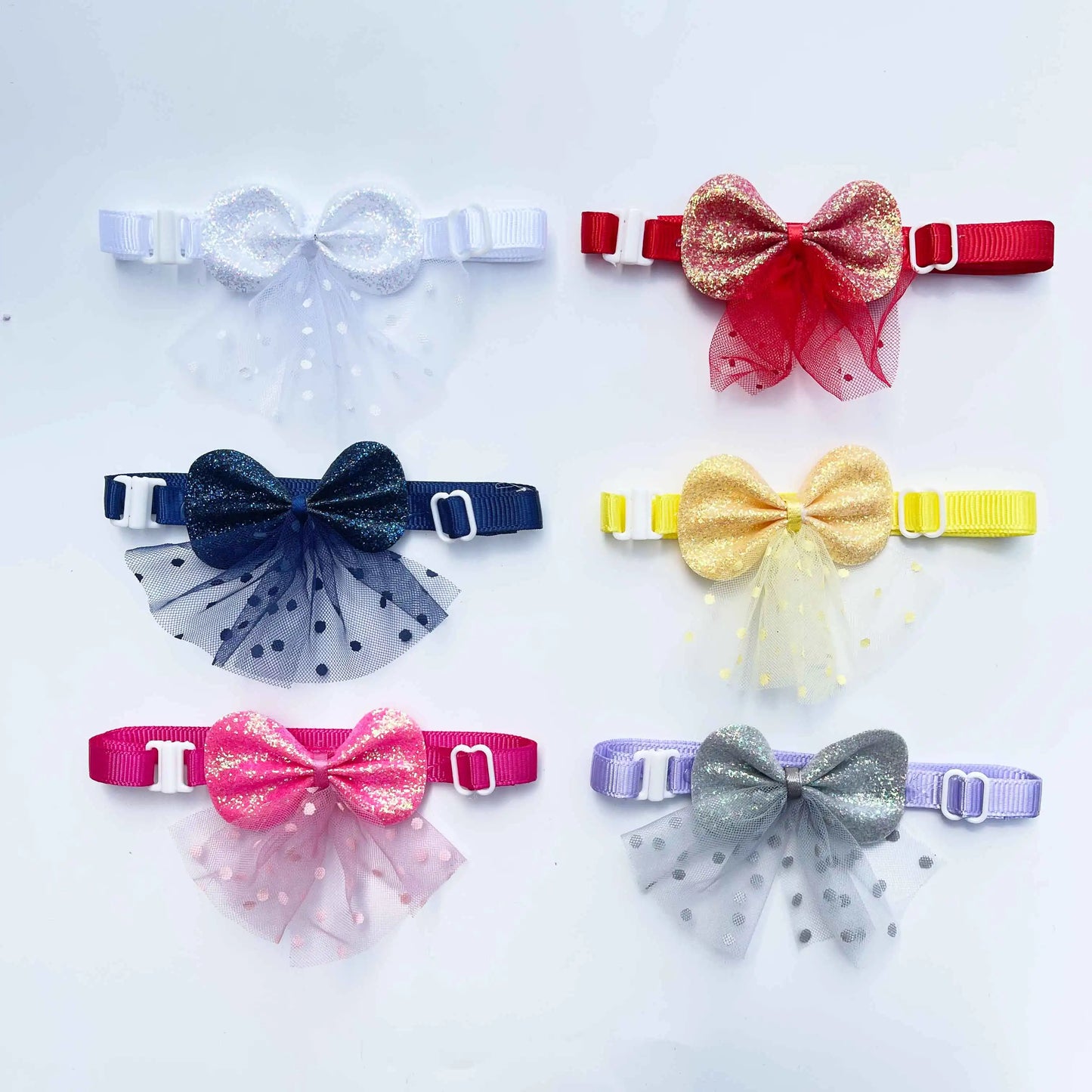 50/100pcs Mesh Dress Dog Bow Ties Cute Pet Bowties Cat Dog Grooming Accessories Puppy Adjustable Collar Dog Bow Ties Supplies
