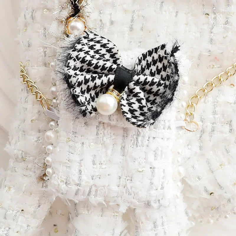 NEW Winter Cat Dog Dress Luxury Princess Wedding Puppy Costume Pomeranian Poodle Schnauzer Doggie Apparel Dresses with Dog Bag