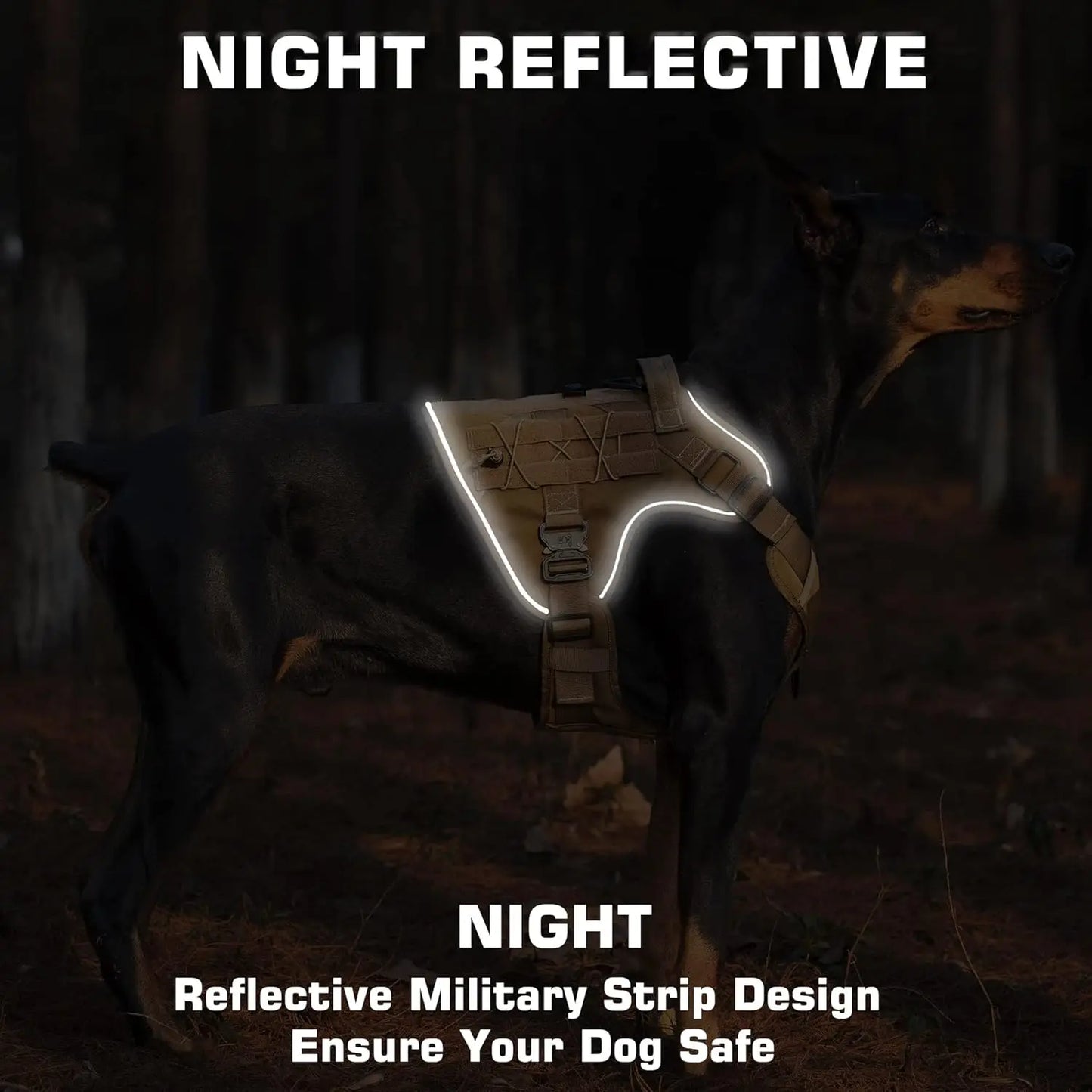 Tactical Dog Harness,  two Metal Buckle Heavy Duty Dog Harness with Do Not Pet nameplate Patch, Reflective Military Dog Harness