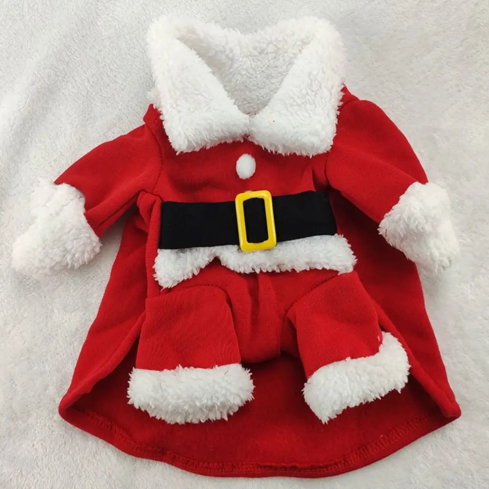 Cute Cosplay Santa Christmas with Cap Pet Costume Dog Hoodies Dog Suit