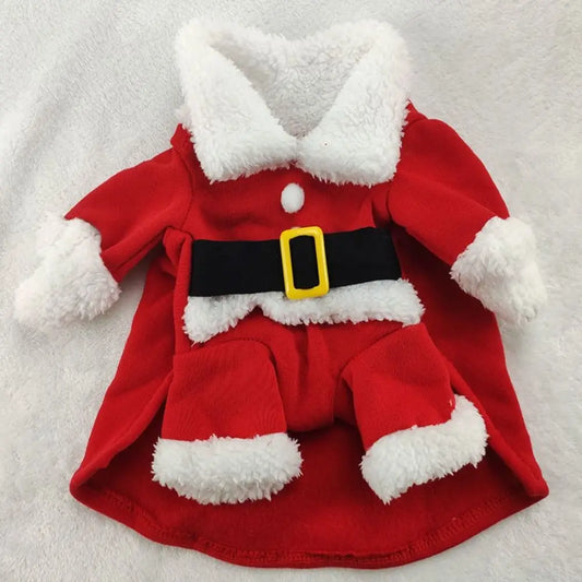Cute Cosplay Santa Christmas with Cap Pet Costume Dog Hoodies Dog Suit