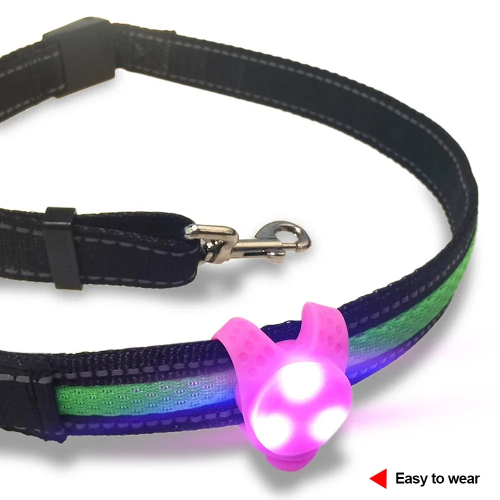 Pet Led Silicone Rubber Pendant Safety Flashing Glow Light Blinking Led Collar Luminous Pendant For Pet Dog Puppy Necklace