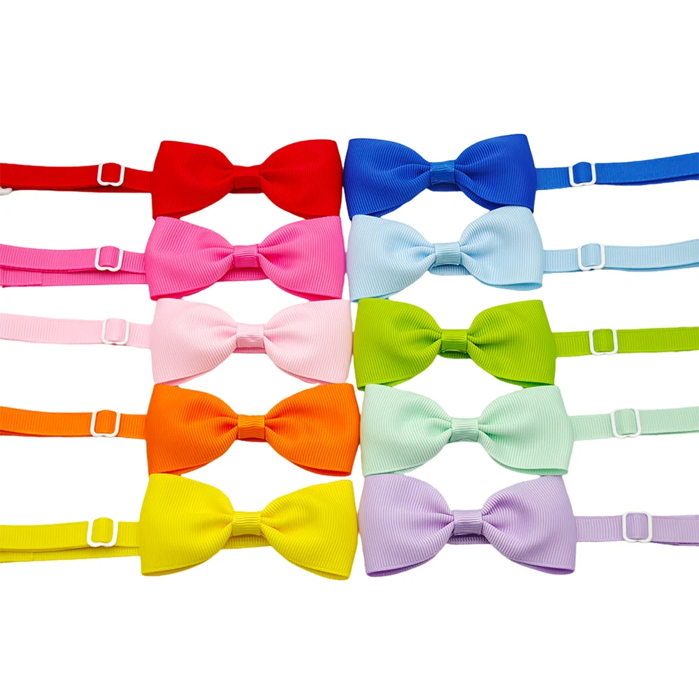 (10 pieces/lot) Fashion Bow Tie For Dogs Adjustable Neck Tie For Cat Solid Colors Puppy Grooming Accessories Pet Supplies