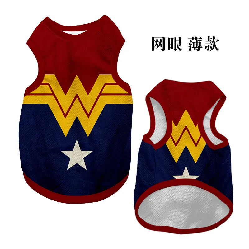 2025 Cartoon Superhero Pet Vest – Iron Man & Batman Style Sleeveless Apparel for Dogs and Cats, Breathable and Fun Outfit