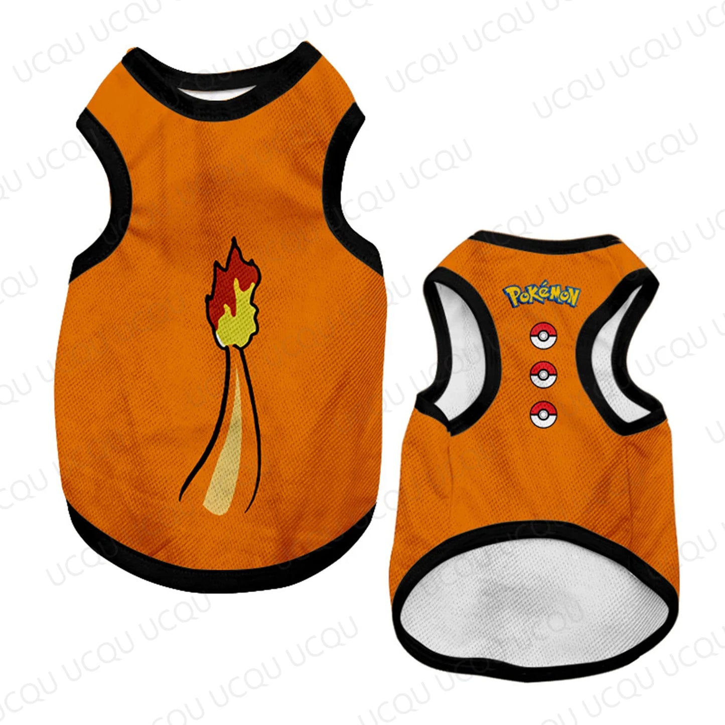 Pokemon Pet Vest for Dogs and Cats – Pikachu Tail, Charmander & Squirtle Print Summer Clothes for Small Medium Large Pets