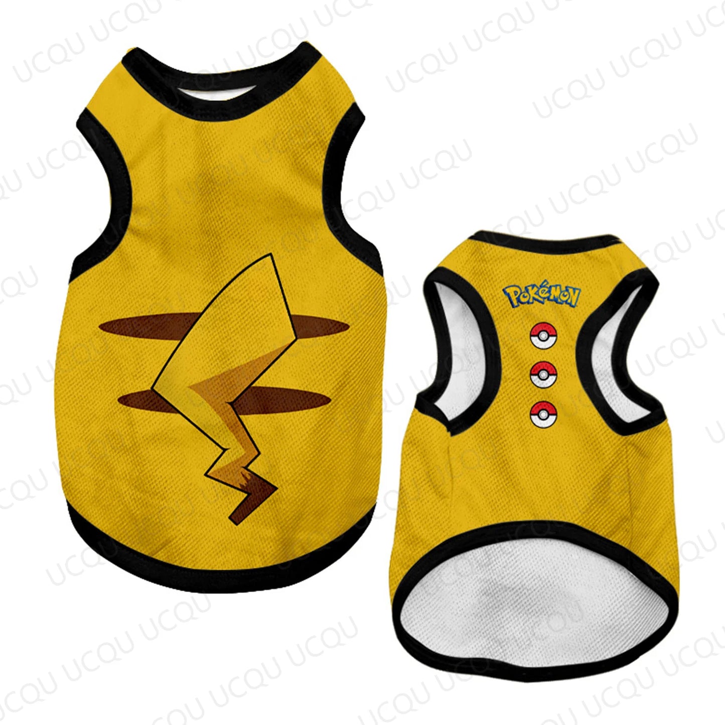 Pokemon Pet Vest for Dogs and Cats – Pikachu Tail, Charmander & Squirtle Print Summer Clothes for Small Medium Large Pets