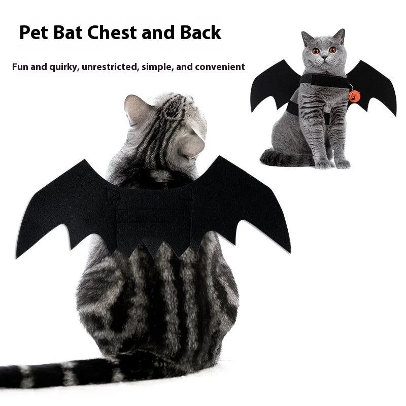 Halloween Pet Costume Bat Wings With Bell, Cute Dog Cat Bat Costume Outfit For Halloween Party, Vampire Devil Puppy Kitten Cloth