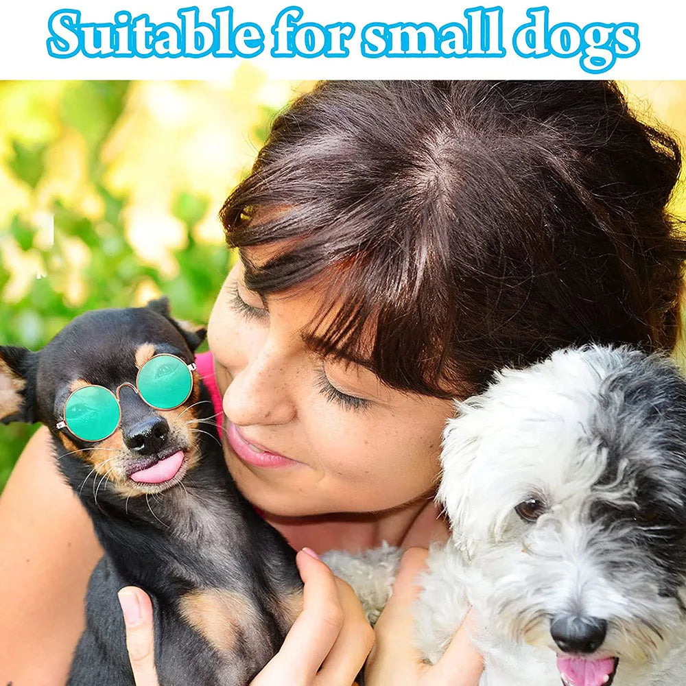 Puppy Dog Sunglasses Anti-skid Round Metal Cat Classic Retro Sunglasses Hippie Cute and Funny Pet Glasses Cosplay Party Costume